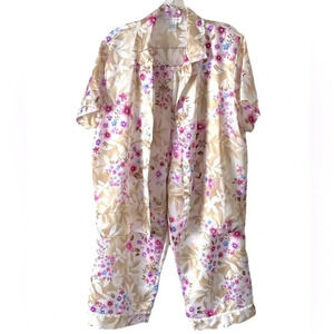 MORGAN TAYLOR INTIMATES | Floral Satin Sleep Pajama Set Size L (NWOT)